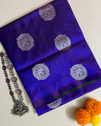 The Royal Blue Elephant Medallion | Pure Handloom Silk