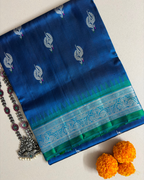 The Sapphire Avian Motif | Pure Handloom Silk