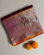 The Magenta Parrot Medallion | Pure Handloom Silk Saree