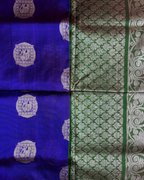 The Royal Blue Elephant Medallion | Pure Handloom Silk