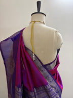 The Violet Peacock Medallion | Pure Handloom Silk in Dual-Tone