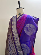 The Violet Peacock Medallion | Pure Handloom Silk in Dual-Tone